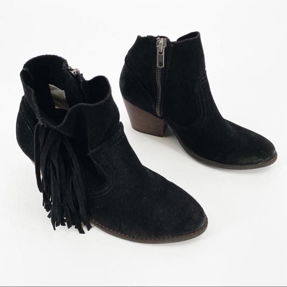 Steve Madden Faulkner Black Fringe Ankle Booties, Size 6 M - Picture 4 of 14